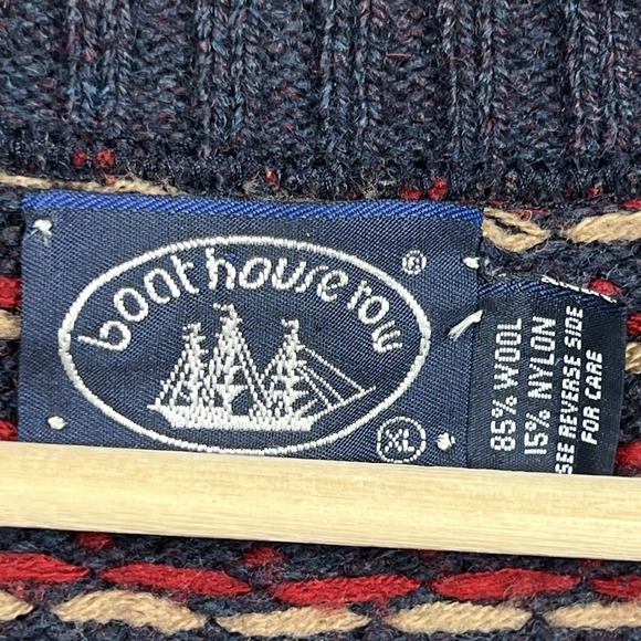 Boathouse Row Nordic Knit Sweater Vest Men's XL Preppy Grandpa Geometric Wool - Picture 4 of 8